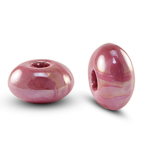 DQ greek ceramic beads rondelle Magenta Pink