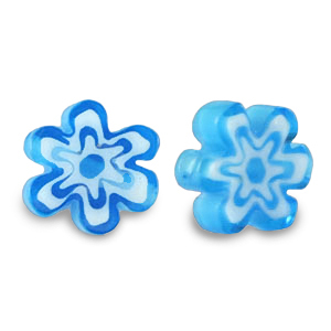 Millefiori beads flower Azure Turquoise Blue