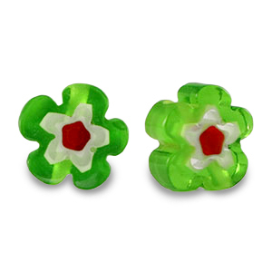 Millefiori beads flower Spring Green