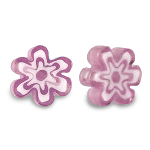 Millefiori beads flower Heather Purple