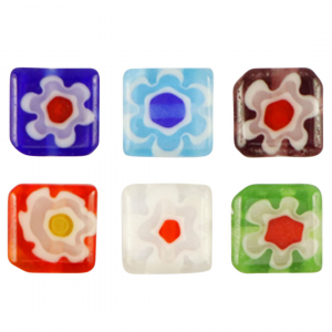 Millefiori beads square flower 8mm Multicolour