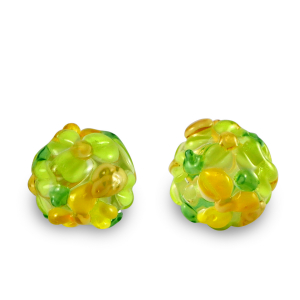 Hand-painted Glass beads flower Transparent-Lime Green Orange