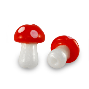 Glass beads mushroom White-Red