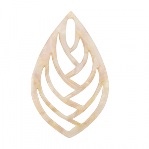Resin pendants leaf Pearl White-Pink