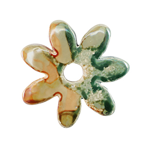 DQ greek ceramic beads flower Light Green-Orange