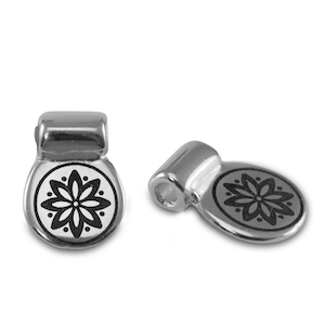 DQ European metal sliders flower Antique Silver (nickel free)