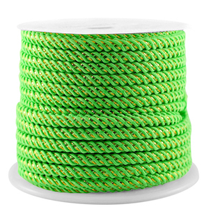 Trendy cord 3mm Neon Green-Gold