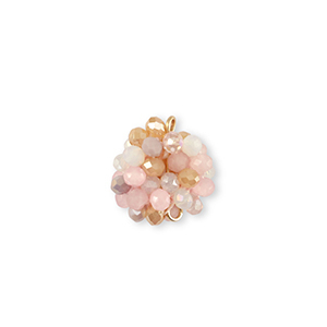 Top Faceted charms connector 16mm Multicolour Beige-Pink