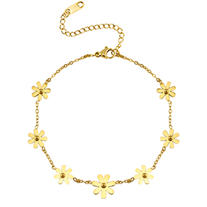Stainless steel bracelets flowers Gold