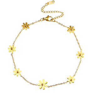 Stainless steel anklets flowers Gold