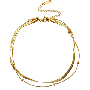 Stainless steel anklets duo layer Gold