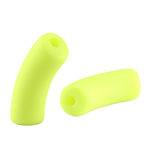 Acrylic tube beads matt Neon Yellow