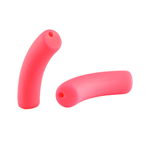 Acrylic tube beads matt Neon Pink