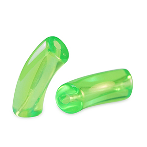 Acrylic tube beads Peridot Green-AB Coating