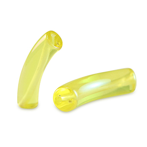 Acrylic tube beads Freesia Yellow-AB Coating