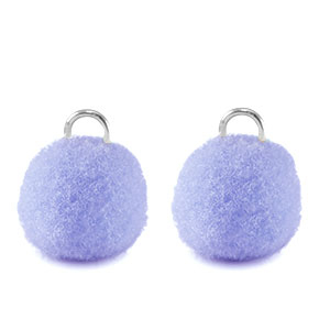 Pompom charms with loop 10mm Silver-Periwinkle Purple