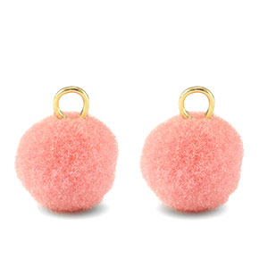 Pompom charms with loop 10mm Gold-Pink