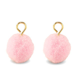 Pompom charms with loop 10mm Gold-Light Pink