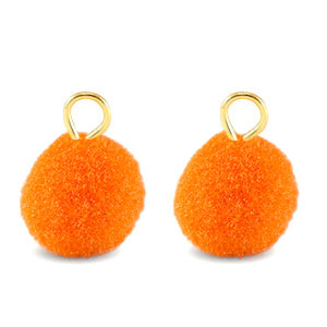 Pompom charms with loop 10mm Gold-Orange Peel