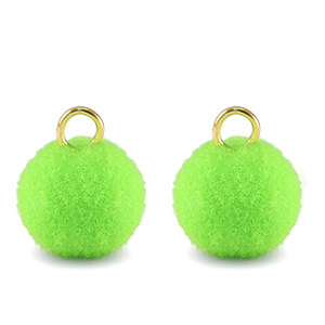 Pompom charms with loop 10mm Gold-Neon Green