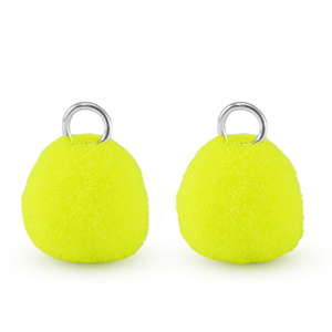 Pompom charms with loop 10mm Silver-Neon Yellow