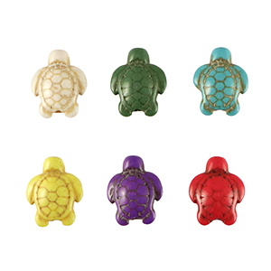 Natural stone beads howlite turtle Multicolour