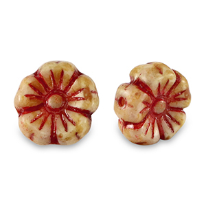 Czech Beads Flower 9mm Red-Almond Brown
