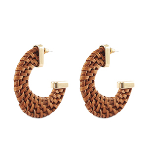 Trendy earrings rattan Natural Brown