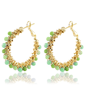 Stainless steel earrings facet Green-Gold