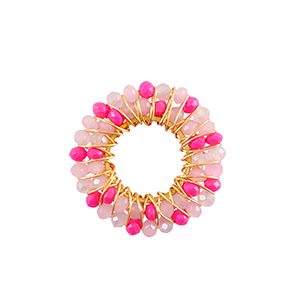 Stainless steel charms facet 24mm Pink-Gold