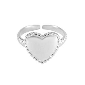 Stainless steel rings heart Silver