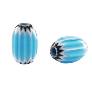 Millefiori beads tube Light blue
