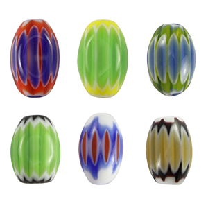 Millefiori beads tube Multicolour Blue-Green