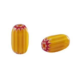 Millefiori beads tube Dark yellow-Red
