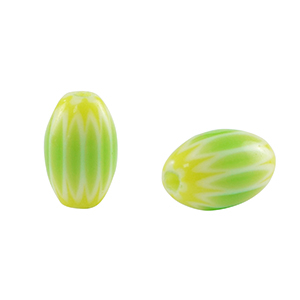 Millefiori beads tube Light Green-Yellow