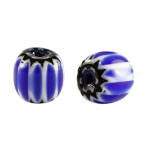 Millefiori beads tube Blue