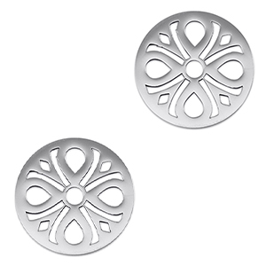 Stainless steel charms connector flower Silver