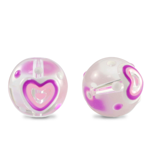 Hand-painted glass beads heart Transparent-Purple White