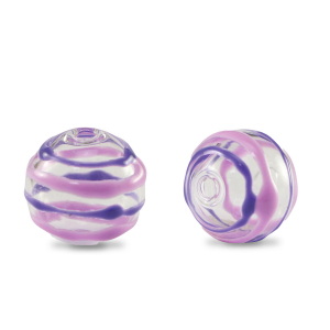 Hand-painted glass beads 14mm Transparent-Lilac Purple