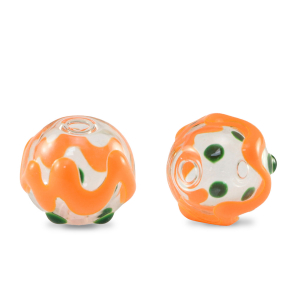 Hand-painted glass beads 14mm Transparent-Green Orange