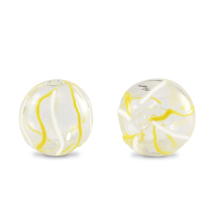 Hand-painted glass beads 14mm Transparent-Yellow White