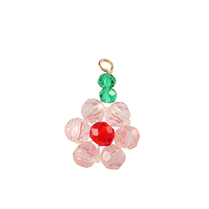 Top Faceted charms flower Gold-Pink Red