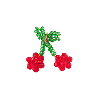 Top Faceted charms cherries Gold-Red Green