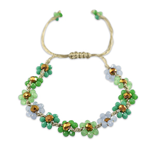 Top faceted Anklets flower Multicolour Green-Topaz Brown