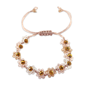 Top faceted Anklets flower Multicolour Pink-Transparent