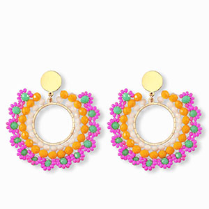 Top Faceted earrings 44mm Gold-Multicolour