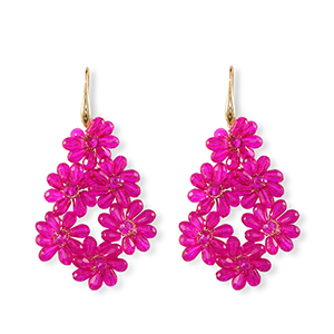 Top Faceted earrings drop Gold-Neon Pink