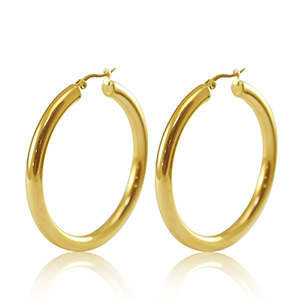 Stainless steel earrings creole 50mm Gold