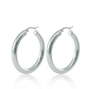 Stainless steel earrings creole 40mm Silver