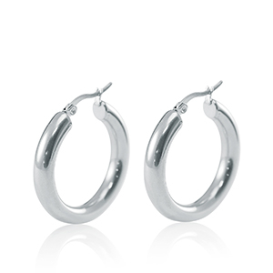 Stainless steel earrings creole 30mm Silver